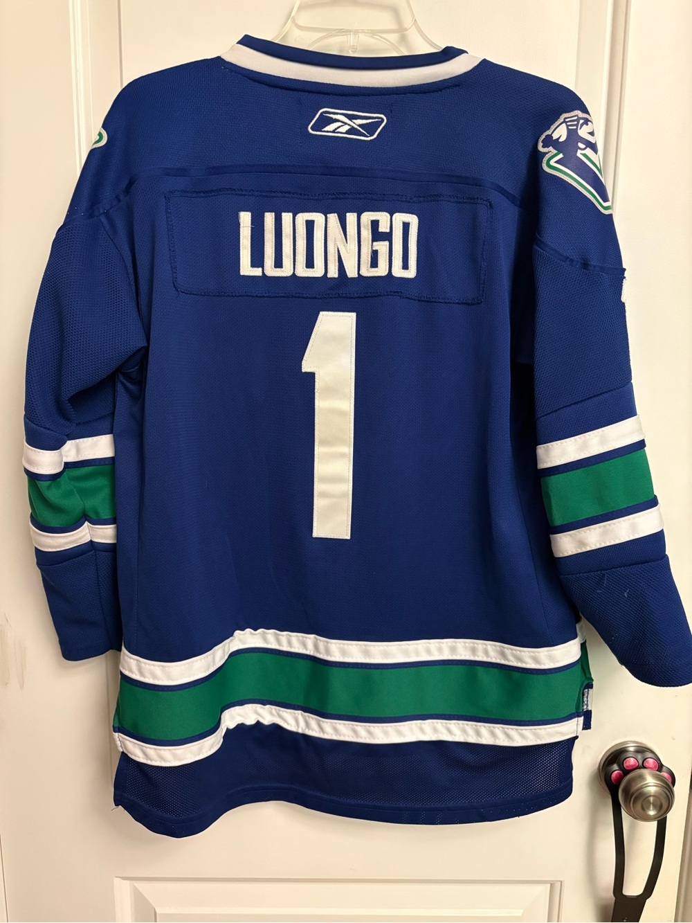 Roberto Luongo 1 Vancouver Canucks Home Reebok Jersey Youth Size L/XL Blue